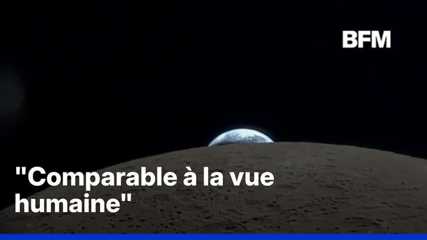Un astronaute filme un coucher de Terre derrière la Lune