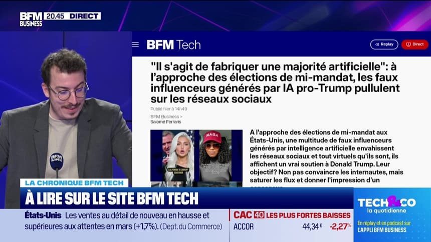 À lire sur le site Tech&Co : À l'approche des élections de mi-mandat, les faux influenceurs générés par IA pro-Trump pullulent sur les réseaux sociaux, par Sylvain Trinel - 21/04
