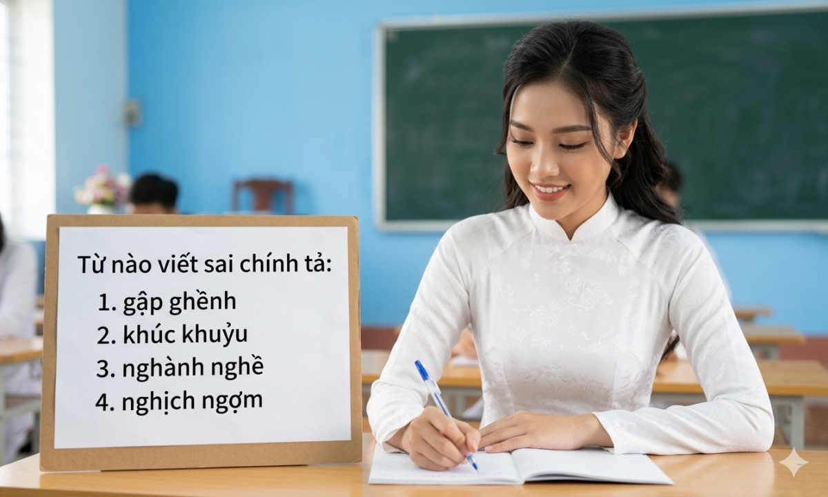 Từ nào viết sai chính tả: gập ghềnh, khúc khuỷu, nghành nghề nghịch ngợm?
