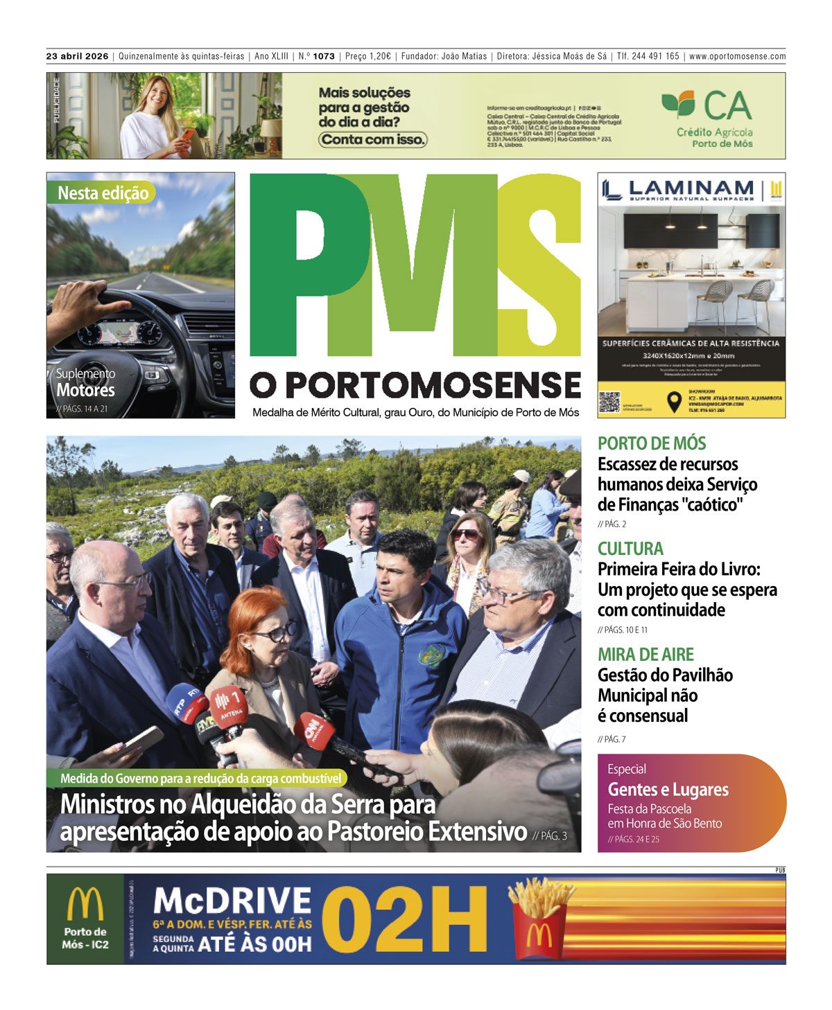 Edição n.o 1073 + Suplemento Motores + Especial Gentes e Lugares: Festa da Pascoela em Honra de São Bento