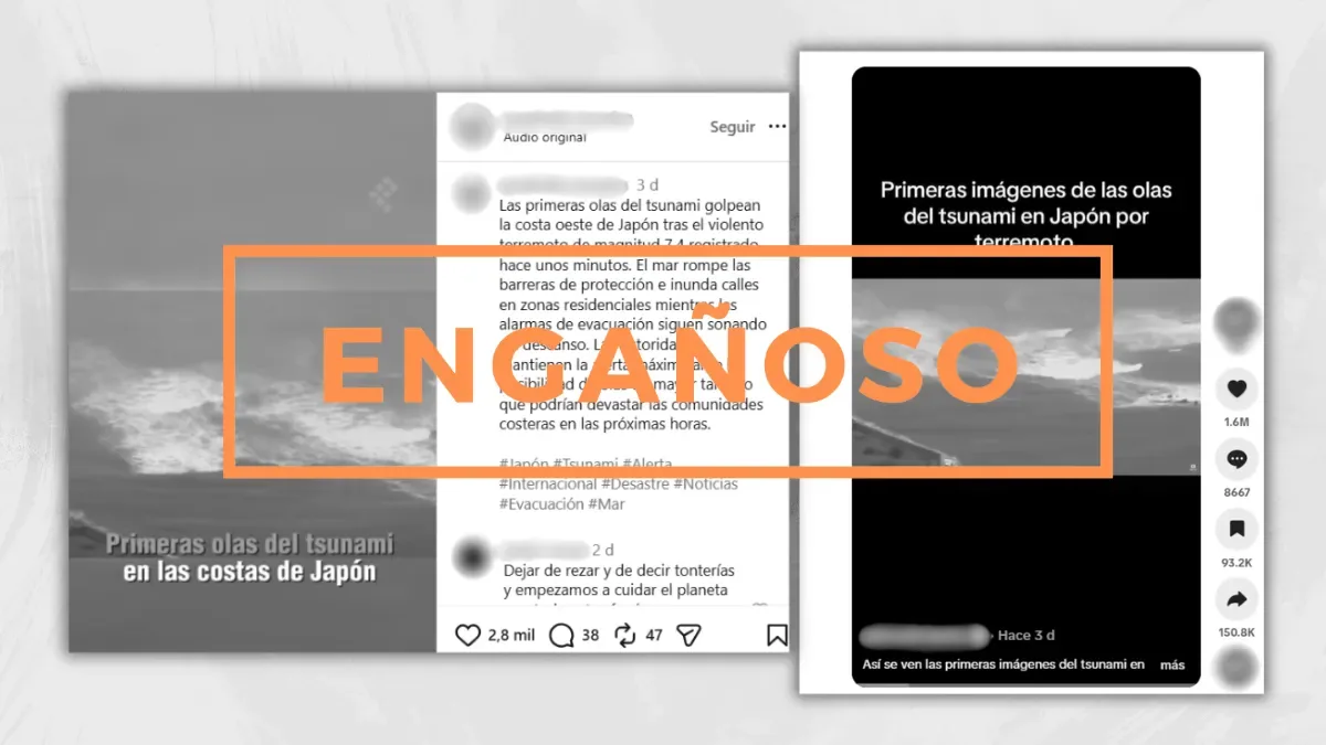 Es engañoso viral que muestra gran tsunami en Japón: registro circula desde 2025