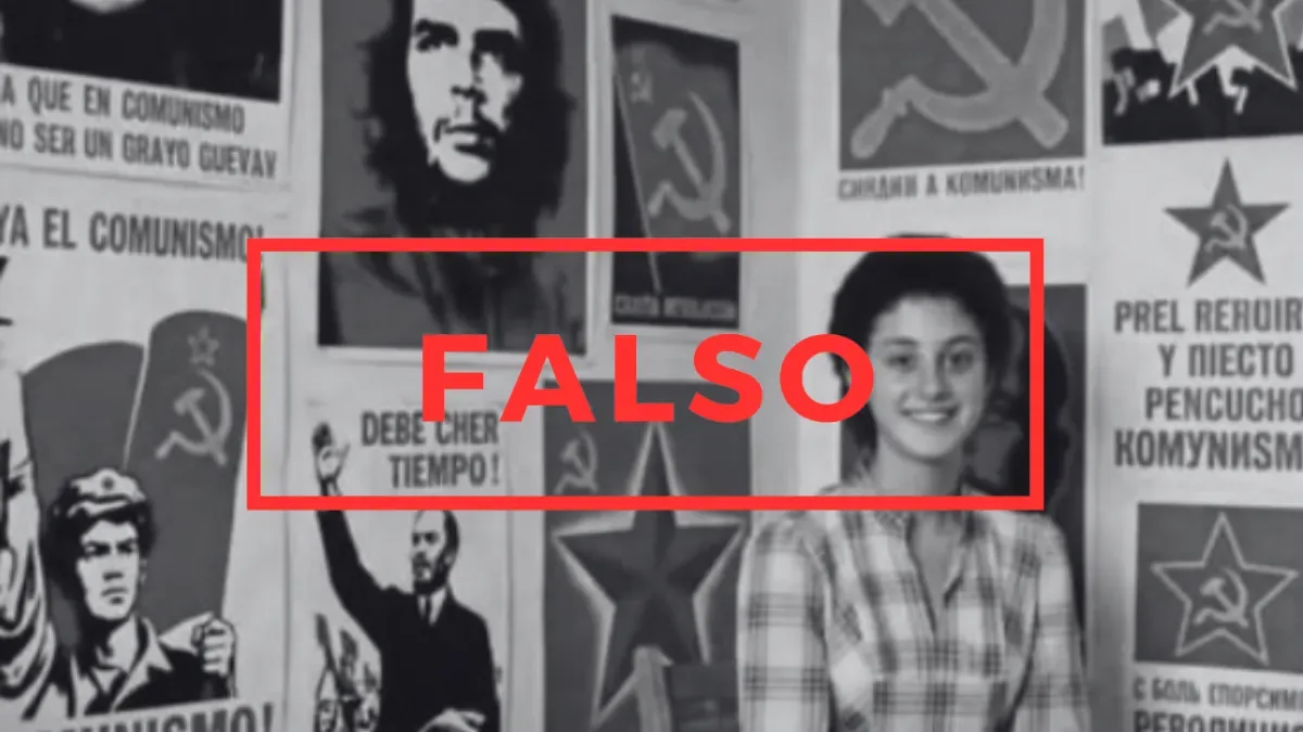 La imagen de la presidenta Sheinbaum frente a carteles alusivos al comunismo es falsa: fue hecha con IA
