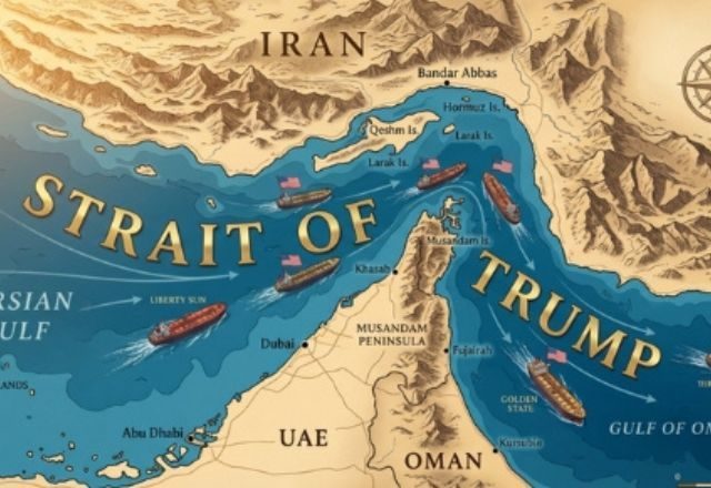 Trump reposta imagem do Estreito de Ormuz com nome de 'Estreito de Trump'